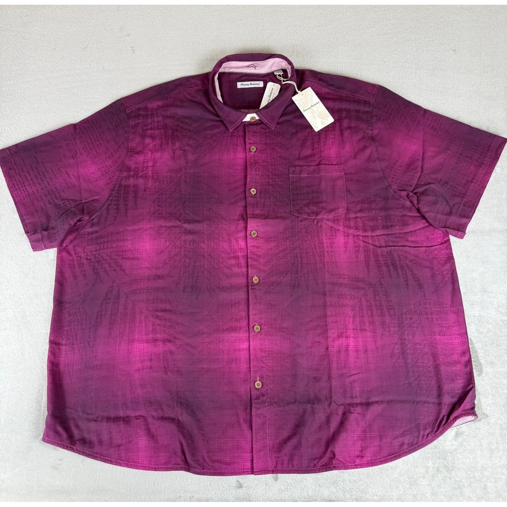 Tommy Bahama Silk Madera Ombre Shirt Mens 4XLB Purple Pocket Light $158 New NWT